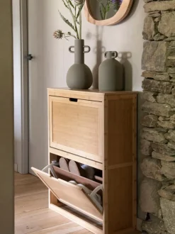 Zapatero de pared de madera de bambú Kedar