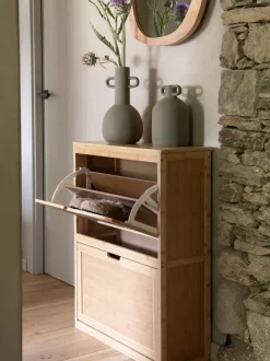 Zapatero de pared de madera de bambú Kedar